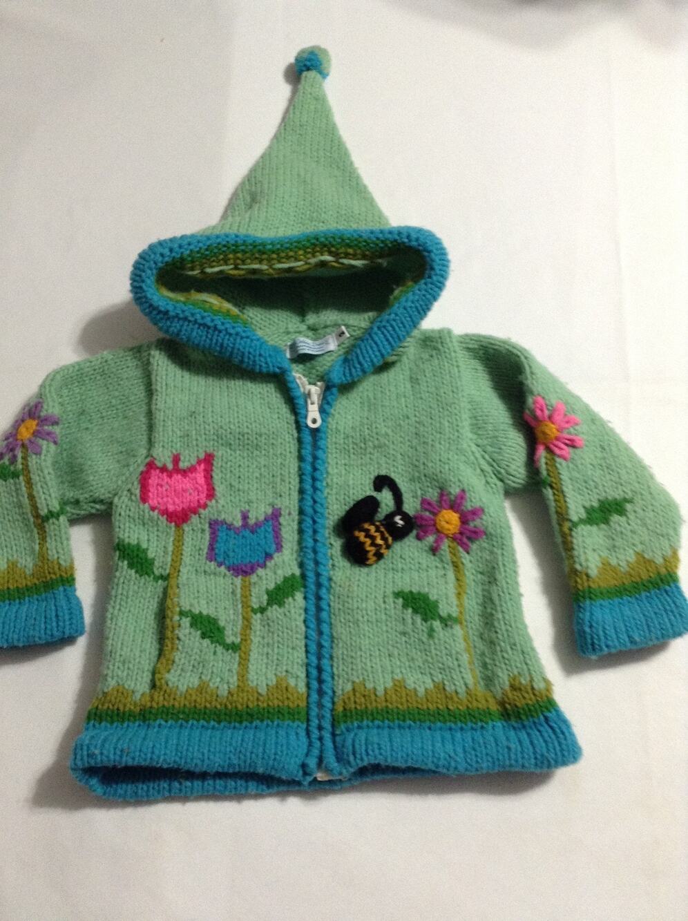 Little Cotton Dress Toddler Girl 2 Wool Sweater Jacket Hooded Floral Bee Ecuador